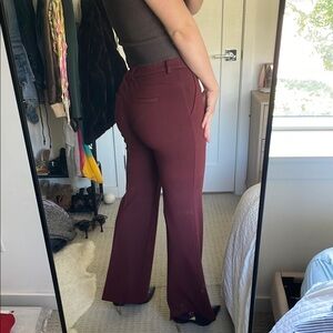 Anthropologie Burgundy Wide-Leg Trouser